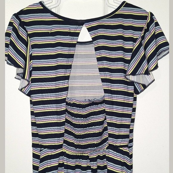Speechless Girls Navy Striped Flutter Sleeve Dress, Size 12 - Picture 6 of 8